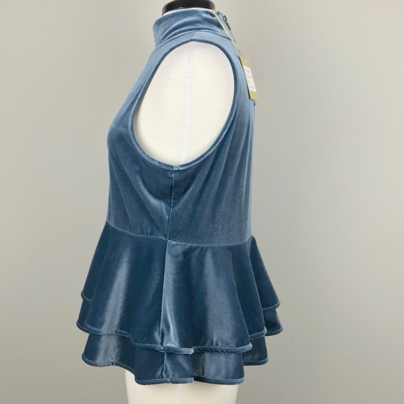 NEW {Torn by Ronny Kobo} Ricki Velvet Peplum Top - Picture 5 of 8